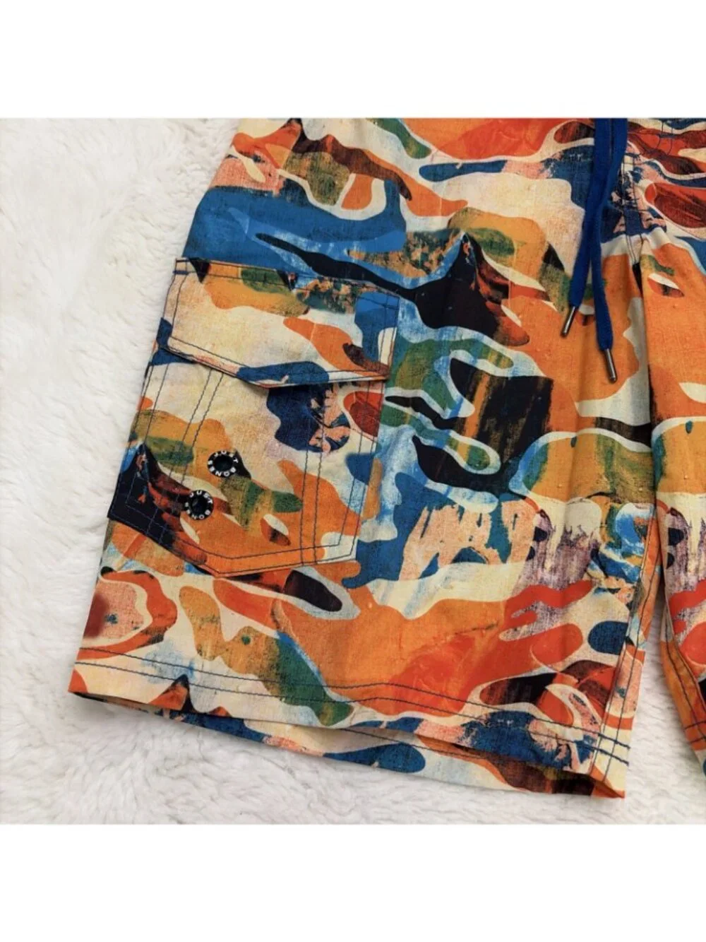Just Bones Boardshorts Boys Camo Swim Trunks 28 B Adjustable